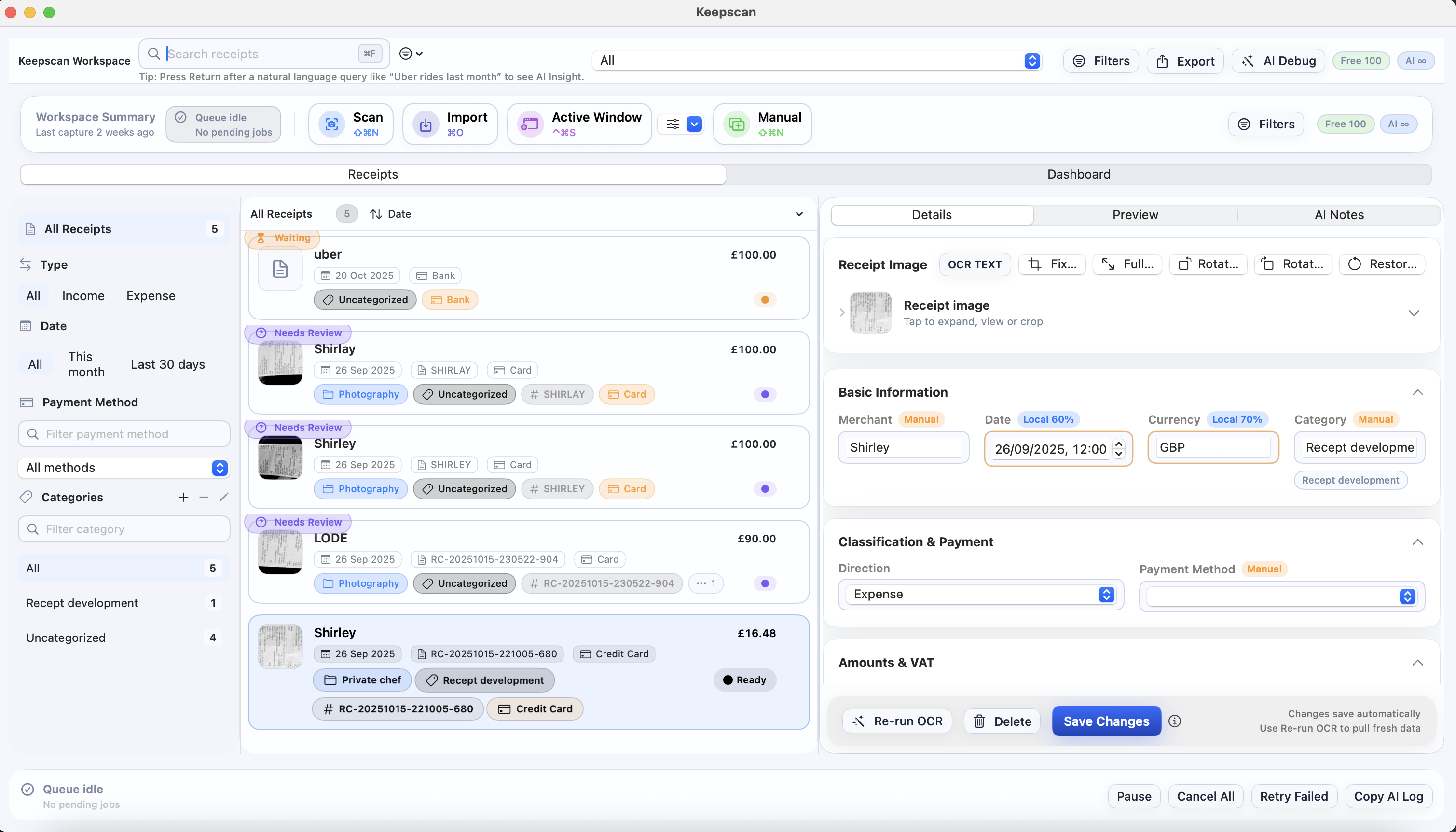 Keepscan Portal macOS UI